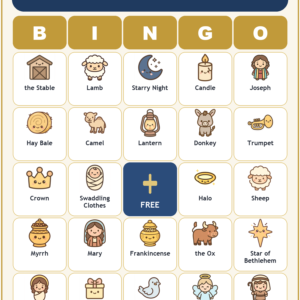Nativity Bingo, 60 Printable Christmas Cards, Sunday School Christmas Game, Bible Activity for Kids, Church Christmas Game, Advent Kids Game