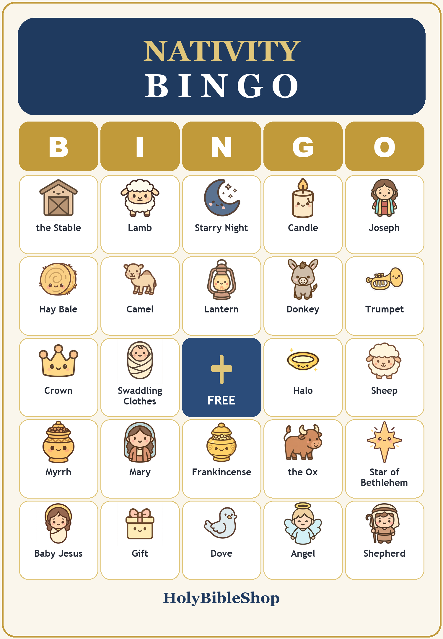 Nativity Bingo, 60 Printable Christmas Cards, Sunday School Christmas Game, Bible Activity for Kids, Church Christmas Game, Advent Kids Game
