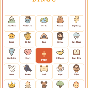 Elijah the Prophet Bingo, 60 Printable Christian Cards, Bible Story Game, Sunday School Activity, Kids Bible Game, Scripture Study