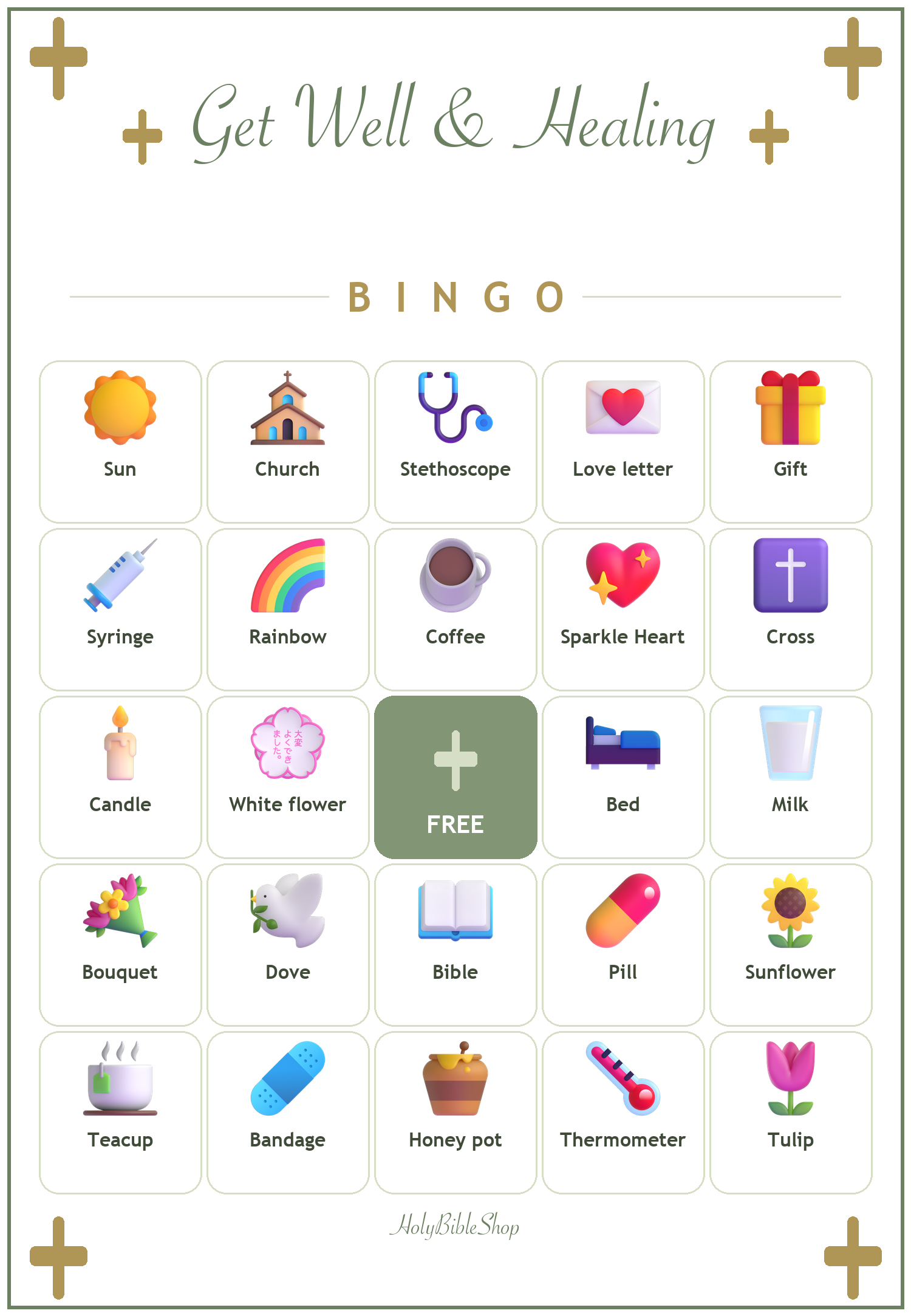 Get Well and Healing Prayers Bingo, 60 Printable Bingo Cards, Christian Get Well Healing Game, Sunday School & Church Activity