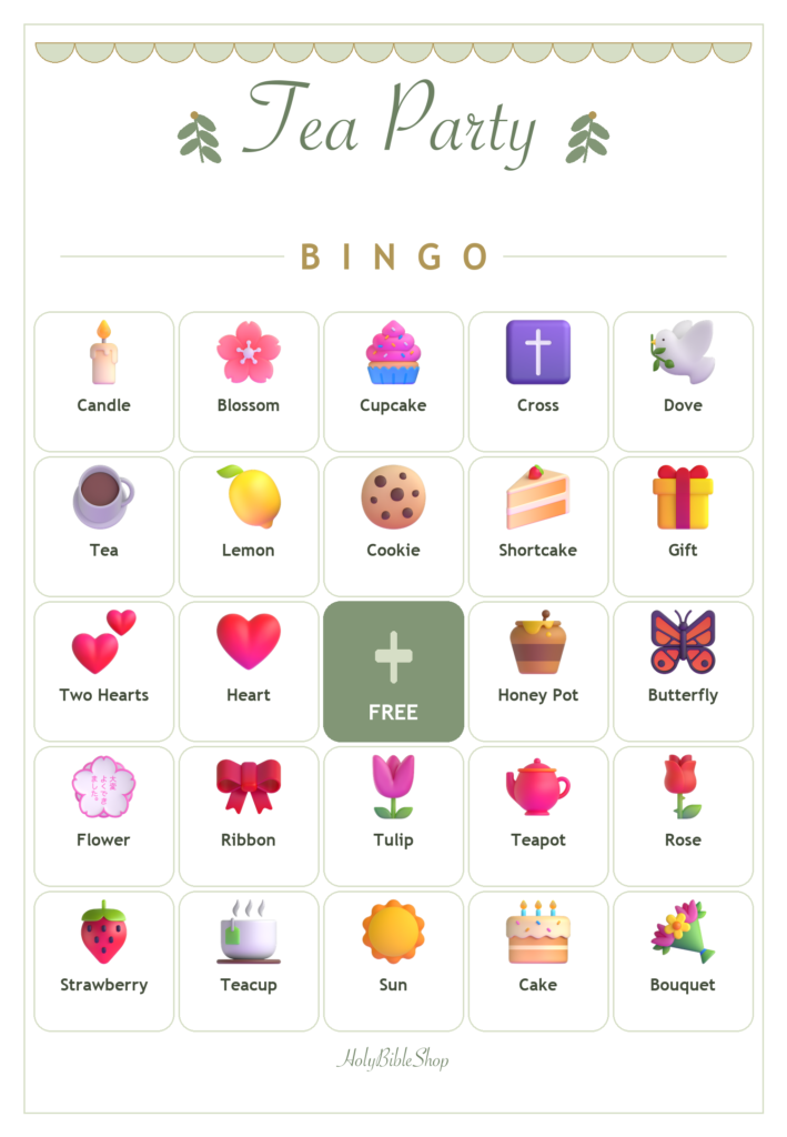 Christian Tea Party Bingo, 60 Printable Bingo Cards, Tea Party Bingo, Womens Ministry, Christian Tea Party Game, Instant Download