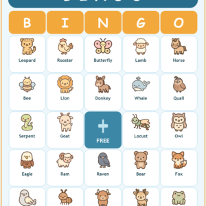 Bible Animals Bingo, 60 Printable Christian Cards, Bible Story Game, Sunday School Activity, Kids Bible Game, Noahs Ark Animals
