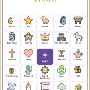 Advent Bingo, 60 Printable Christian Cards, Christmas Countdown Game, Sunday School Activity, Kids Bible Game, Nativity Bingo
