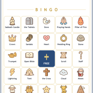 Ten Commandments Bingo, 60 Printable Christian Cards, Bible Story Game, Sunday School Activity, Kids Bible Game, Moses Bible Game