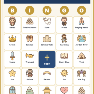 Joshua and the Battle of Jericho Bingo, 60 Printable Christian Cards, Bible Story Game, Sunday School, Kids Bible Game