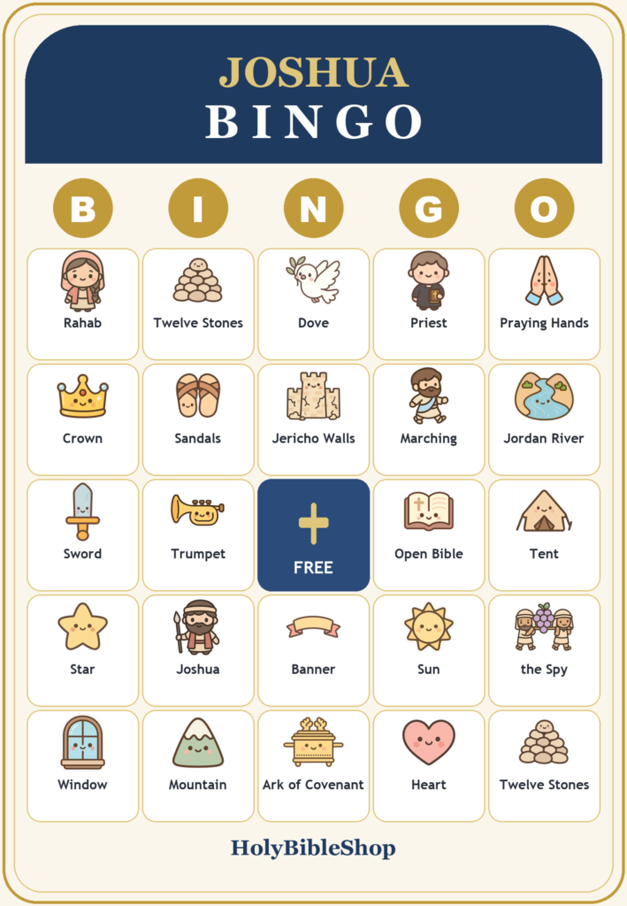 Joshua and the Battle of Jericho Bingo, 60 Printable Christian Cards, Bible Story Game, Sunday School, Kids Bible Game