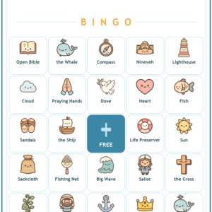 Jonah and the Whale Bingo, 60 Printable Christian Cards, Bible Story Game, Sunday School Activity, Kids Bible Game, Scripture Study