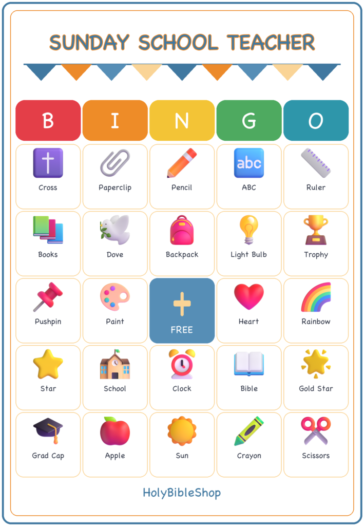 Sunday School Teacher Bingo, 60 Printable Bingo Cards, Christian Sunday School Teacher Game, Sunday School & Church Activity