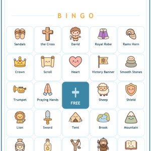 David and Goliath Bingo, 60 Printable Christian Cards, Bible Story Game, Sunday School Activity, Kids Bible Game, Scripture Study
