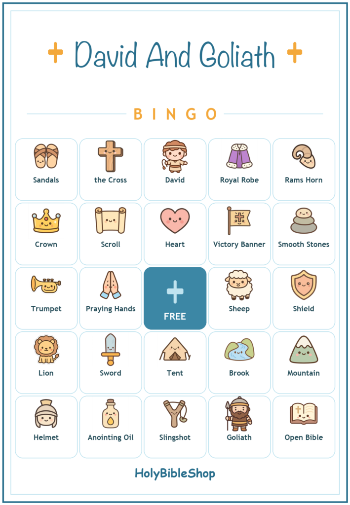 David and Goliath Bingo, 60 Printable Christian Cards, Bible Story Game, Sunday School Activity, Kids Bible Game, Scripture Study