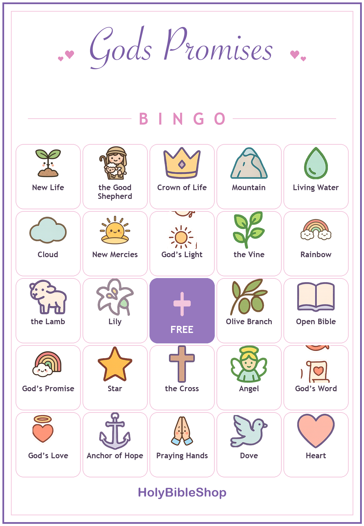 God's Promises Bingo, 60 Printable Christian Cards, Bible Promise Game, Scripture Memory, Sunday School, Ladies Bible Study