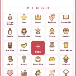 Queen Esther Bingo, 60 Printable Christian Cards, Bible Story Game, Sunday School Activity, Kids Bible Game, Women Bible Study