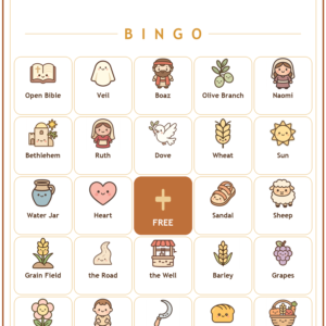Ruth and Naomi Bingo, 60 Printable Christian Cards, Bible Story Game, Sunday School Activity, Kids Bible Game, Women Bible Study