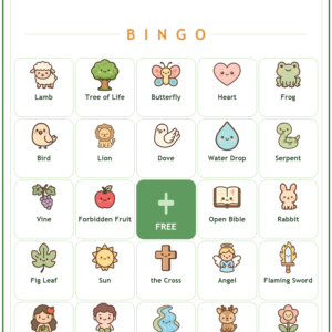 Garden of Eden Bingo, 60 Printable Christian Cards, Adam and Eve Game, Creation Bible Story, Sunday School, Kids Bible Game