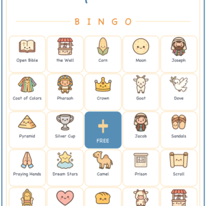 Joseph and His Coat of Many Colors Bingo, 60 Printable Christian Cards, Bible Story Game, Sunday School, Kids Bible Game