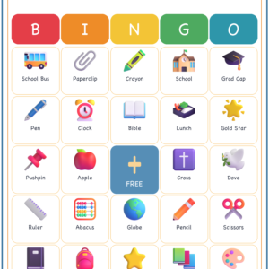 Christian Back to School Bingo, 60 Printable Bingo Cards, Christian Back School Game, Sunday School & Church Activity, Instant Download