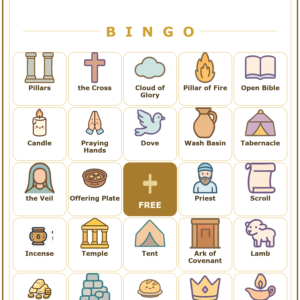 Tabernacle Bingo, 60 Printable Christian Cards, Bible Tabernacle Game, Sunday School Activity, Kids Bible Game, Old Testament