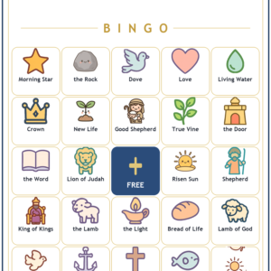 Names of Jesus Bingo, 60 Printable Christian Cards, Names of Christ Game, Sunday School Activity, Kids Bible Game, Scripture