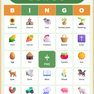 Faithful Farmers Bingo, 60 Printable Bingo Cards, Christian Farmers Game, Sunday School & Church Activity, Instant Download