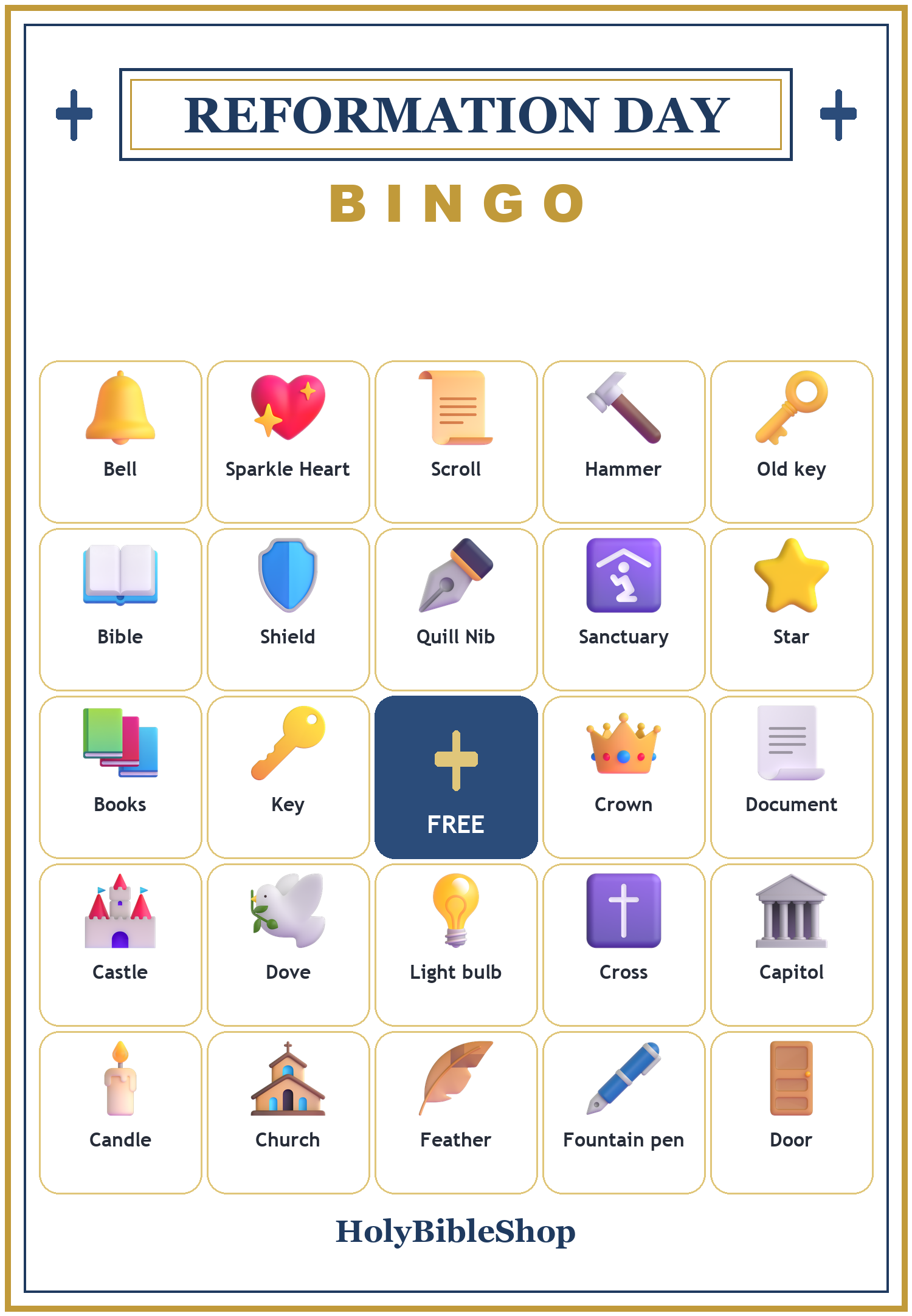 Reformation Day Bingo, 60 Printable Bingo Cards, Reformation Day, Reformation Bingo, Christian Reformation Day Game, Instant Download