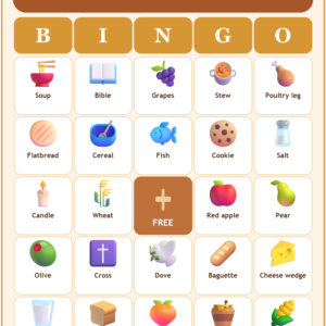 Bible Food and Feasts Bingo, 60 Printable Bingo Cards, Christian Bible Food Feasts Game, Sunday School & Church Activity, Instant Download
