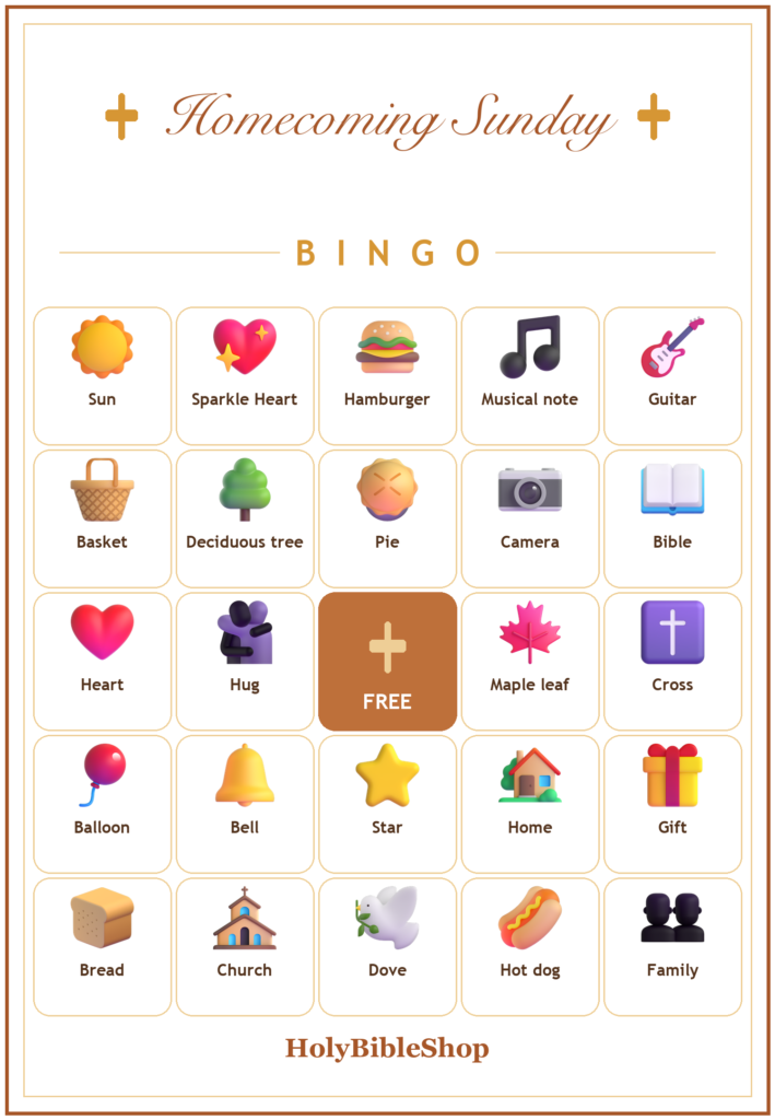 Homecoming Sunday Bingo, 60 Printable Bingo Cards, Christian Homecoming Sunday Game, Sunday School & Church Activity, Instant Download