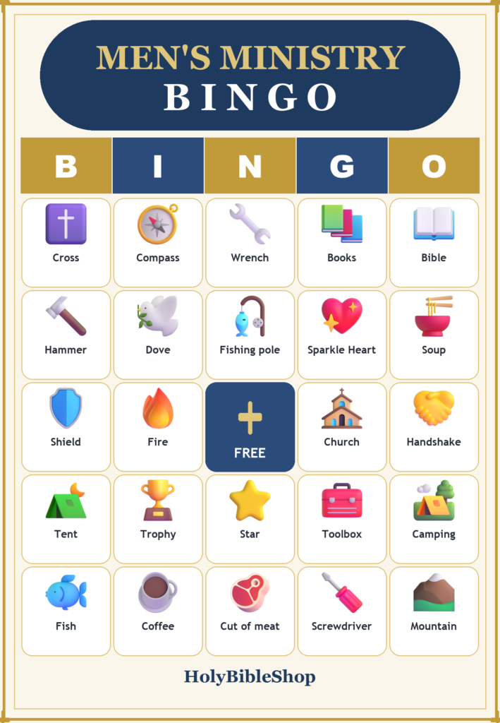 Mens Ministry Bingo, 60 Printable Bingo Cards, Christian Mens Ministry Game, Sunday School & Church Activity, Instant Download