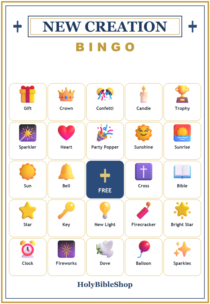 New Year New Creation Bingo, 60 Printable Bingo Cards, Christian Year Creation Game, Sunday School & Church Activity, Instant Download