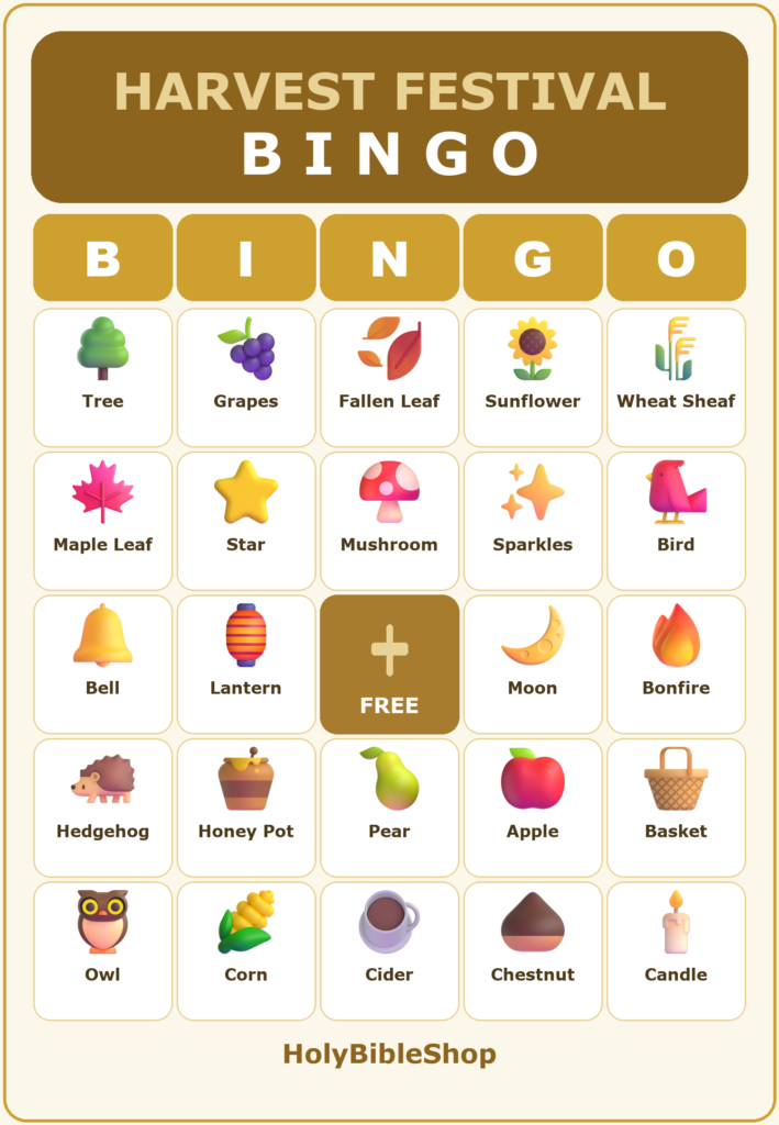 Harvest Festival Bingo, 60 Printable Bingo Cards, Christian Harvest Festival Game, Sunday School & Church Activity, Instant Download