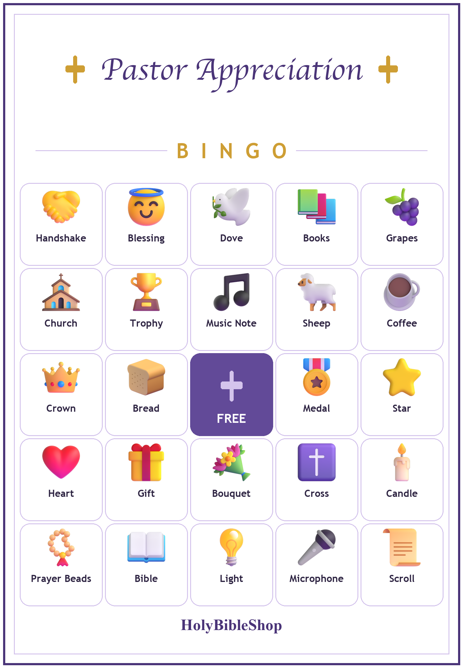 Pastor Appreciation Bingo, 60 Printable Bingo Cards, Pastor Appreciation, Pastor Gift, Christian Pastor Appreciation Game, Instant Download