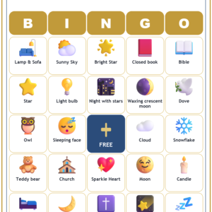 Bedtime Prayers Bingo, 60 Printable Bingo Cards, Christian Bedtime Game, Sunday School & Church Activity, Instant Download