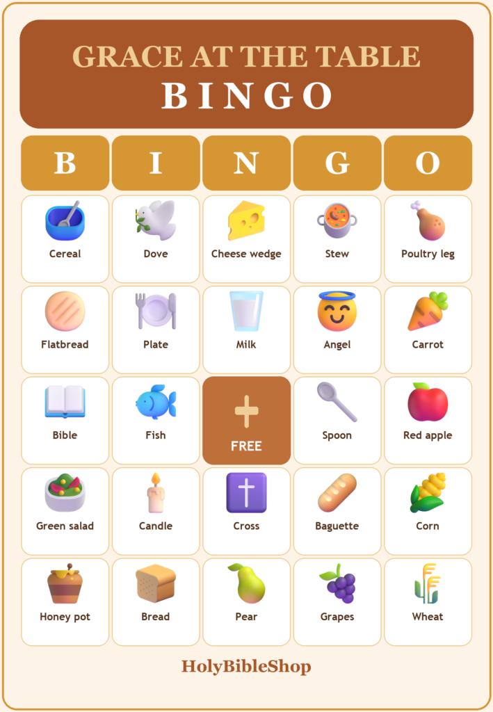 Grace at the Table Bingo, 60 Printable Bingo Cards, Christian Grace at Table Game, Sunday School & Church Activity, Instant Download