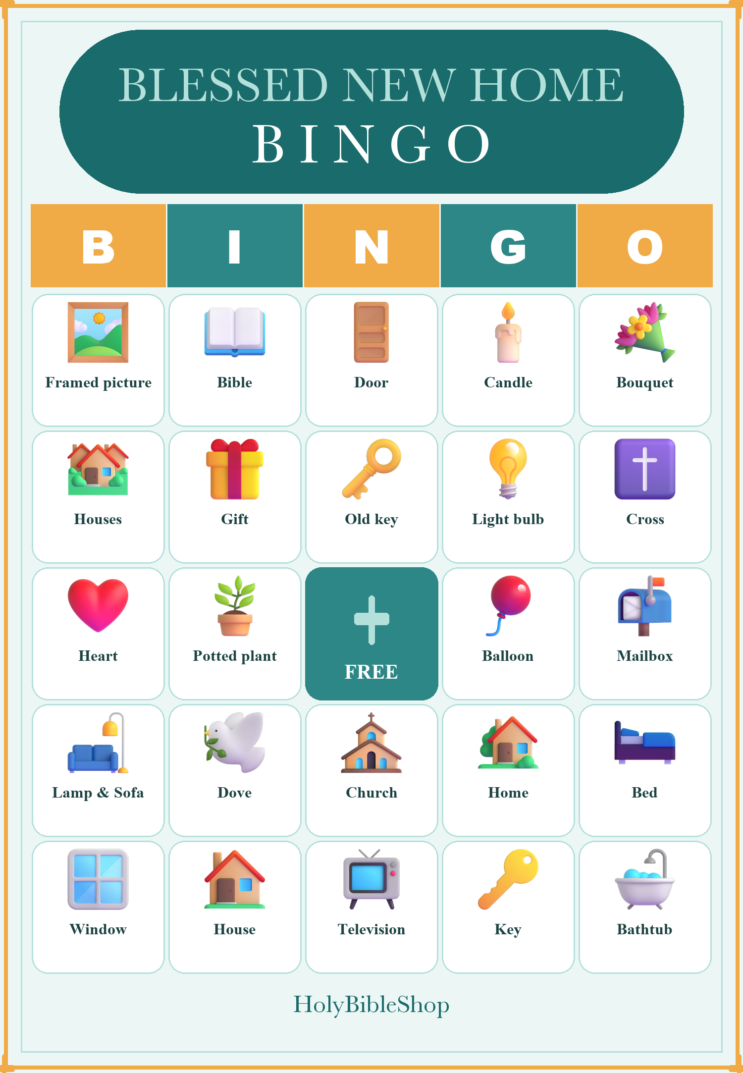 Blessed New Home Bingo, 60 Printable Bingo Cards, Christian Home Game, Sunday School & Church Activity, Instant Download