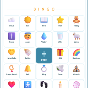 Baby Dedication Bingo, 60 Printable Bingo Cards, Baby Dedication, Christian Baby, Christian Baby Dedication Game, Instant Download