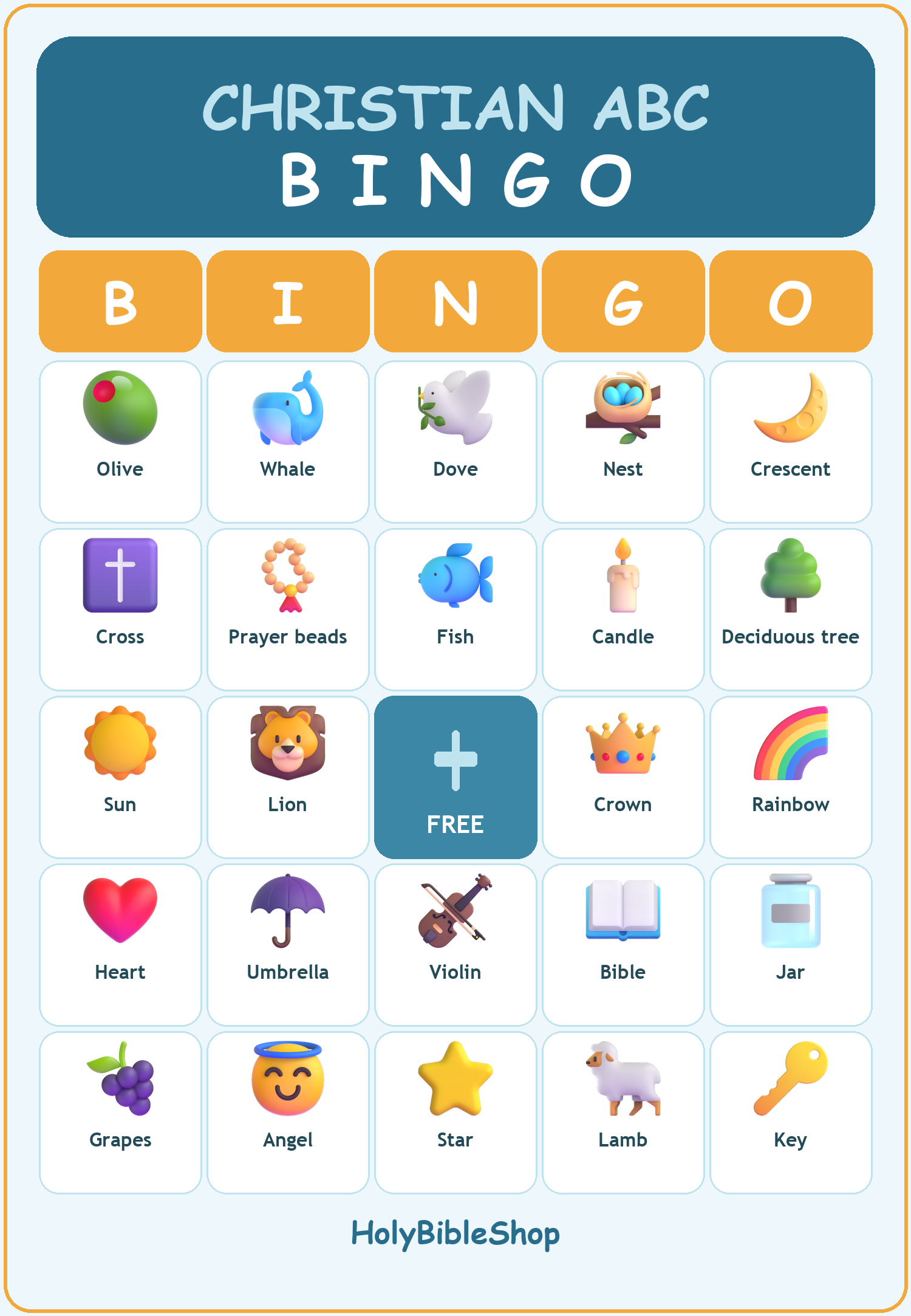 Christian ABC Bingo, 60 Printable Bingo Cards, Christian ABC Game, Sunday School & Church Activity, Instant Download