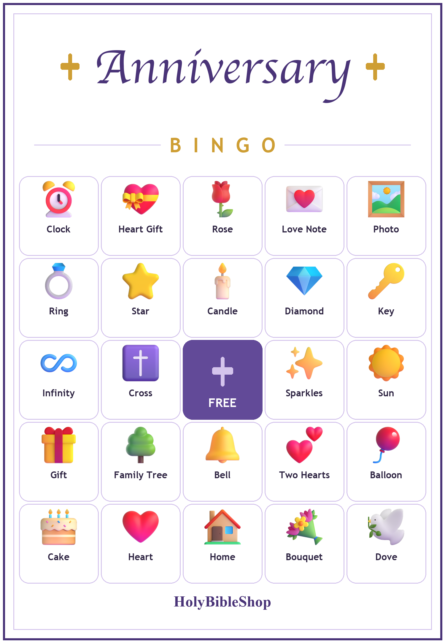 Anniversary Blessings Bingo, 60 Printable Bingo Cards, Anniversary Bingo, Anniversary Game, Christian Anniversary Game, Instant Download
