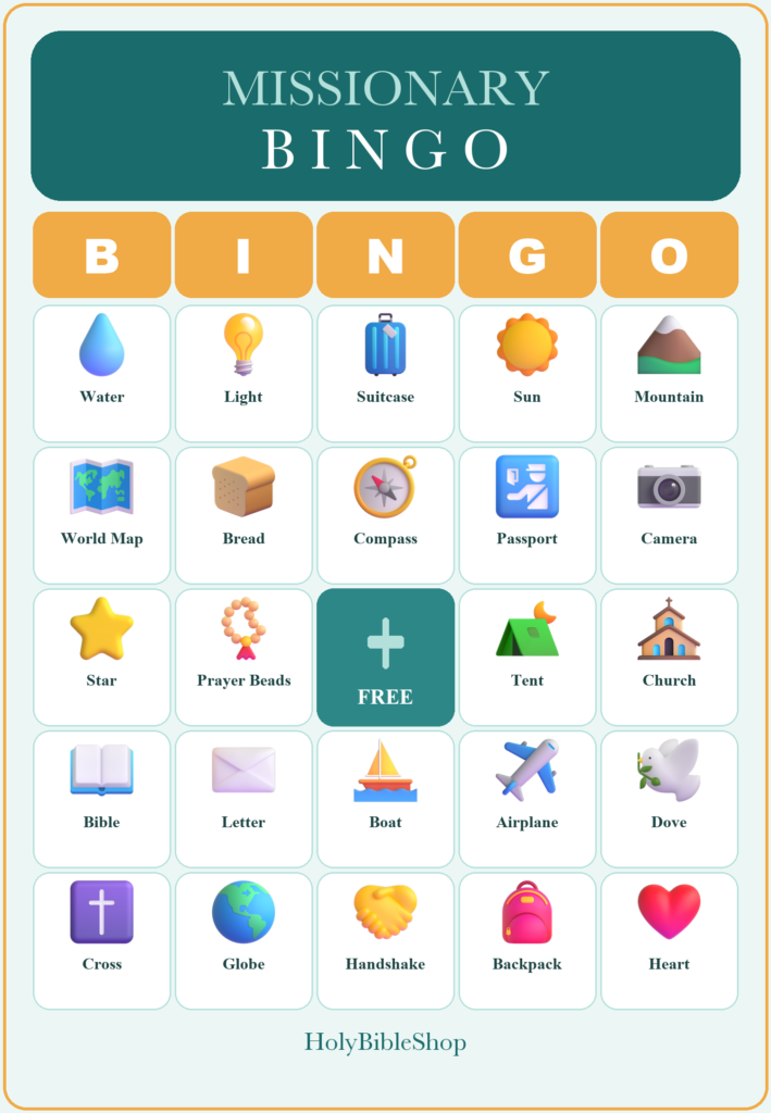 Missionary Appreciation Bingo, 60 Printable Bingo Cards, Christian Missionary Appreciation Game, Sunday School & Church Activity