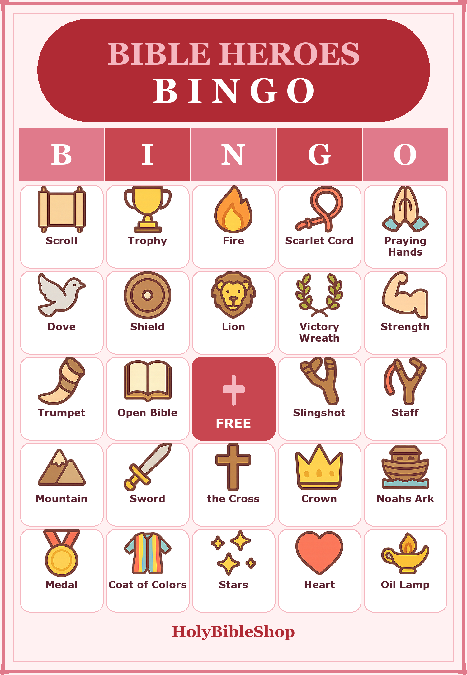 Bible Heroes Bingo, 60 Printable Christian Cards, Heroes of Faith Game, Sunday School Activity, Kids Bible Game, Hebrews 11