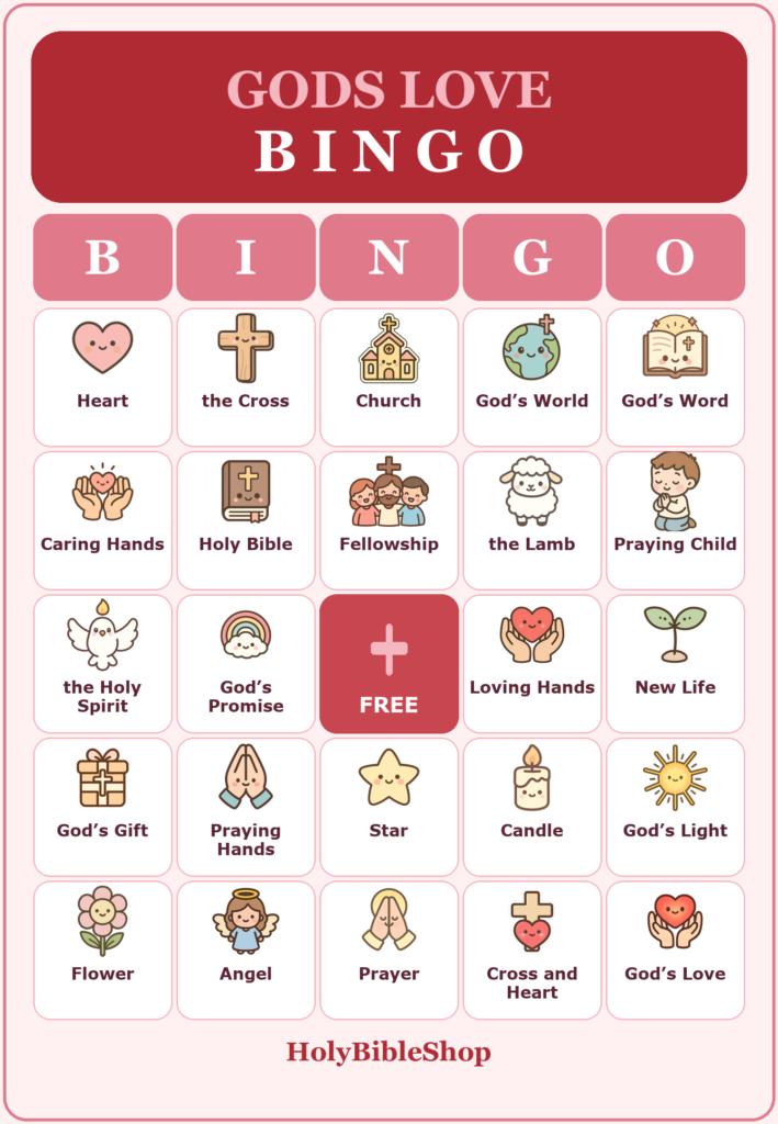 God's Love Bingo, 60 Printable Christian Valentine Cards, Sunday School Valentine Game, Bible Activity for Kids, Church Valentine Kids Game
