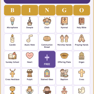 Church Bingo, 60 Printable Christian Cards, Sunday School Game, Kids Church Activity, Bible Activity for Kids, Worship Game, Communion Game