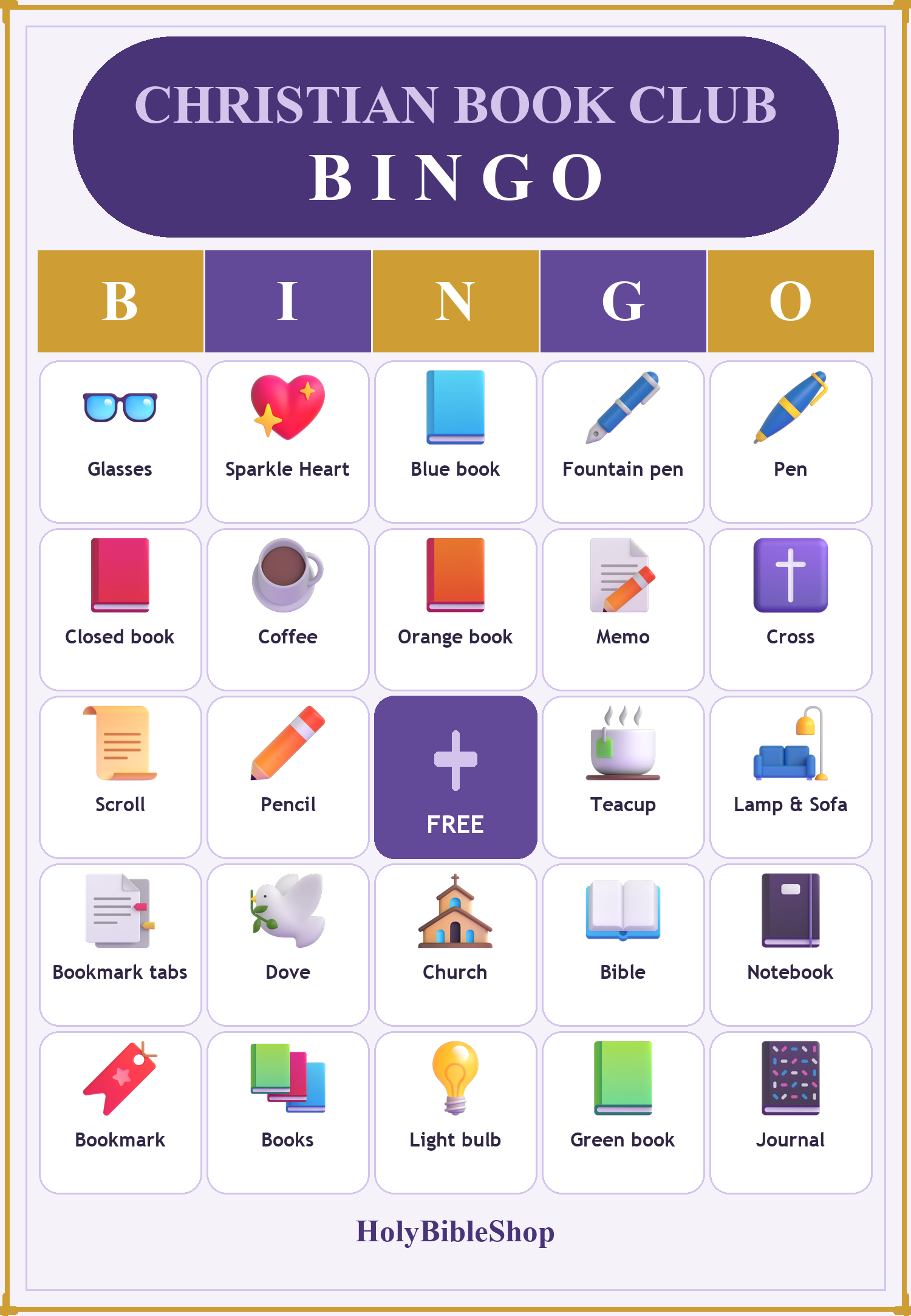 Christian Book Club Bingo, 60 Printable Bingo Cards, Christian Book Club Game, Sunday School & Church Activity, Instant Download