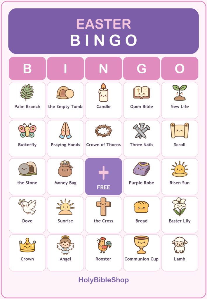 Easter Bingo, 60 Printable Resurrection Cards, Sunday School Easter Game, Bible Activity for Kids, Church Easter Game, Christian Easter Kids