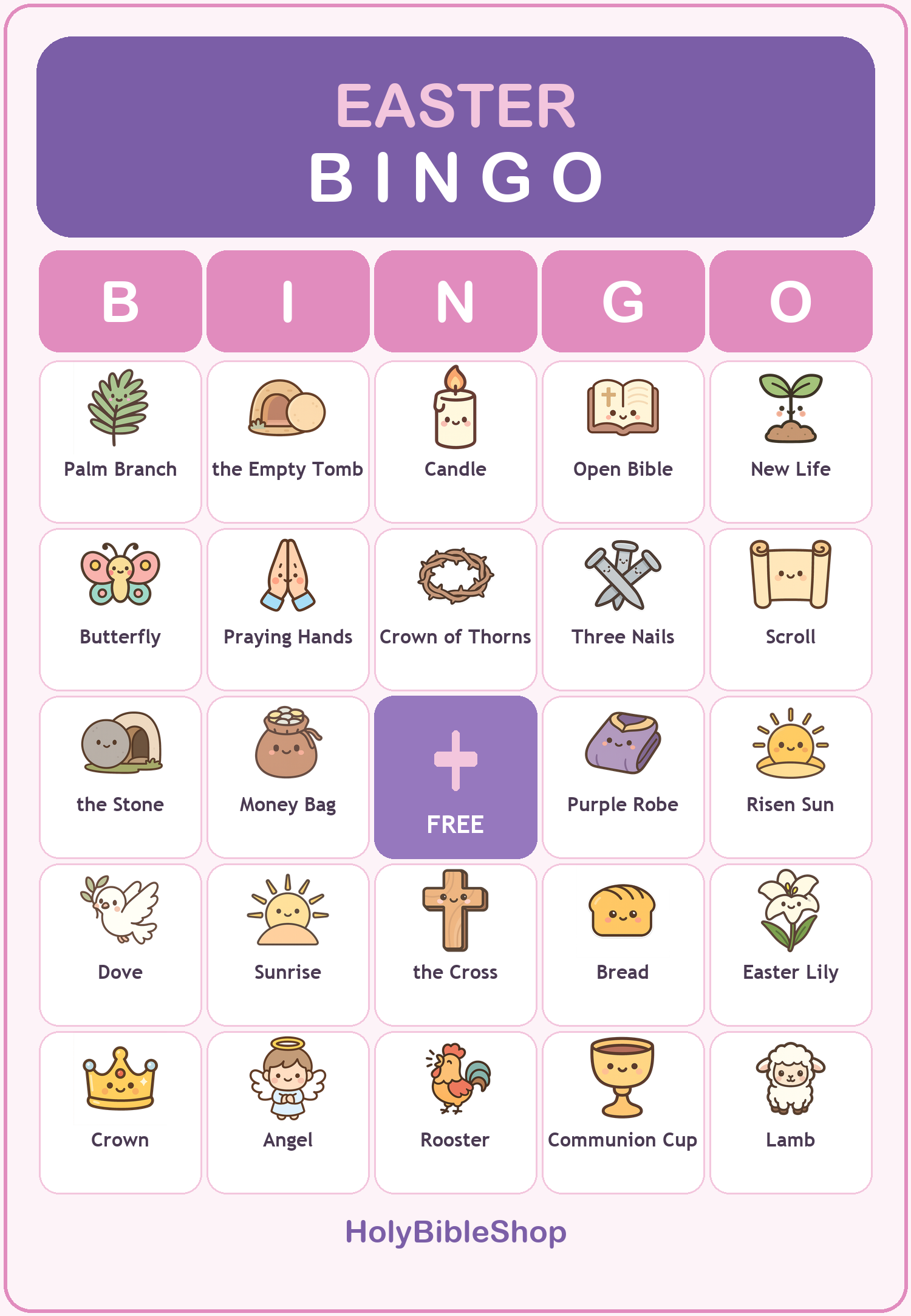 Easter Bingo, 60 Printable Resurrection Cards, Sunday School Easter Game, Bible Activity for Kids, Church Easter Game, Christian Easter Kids