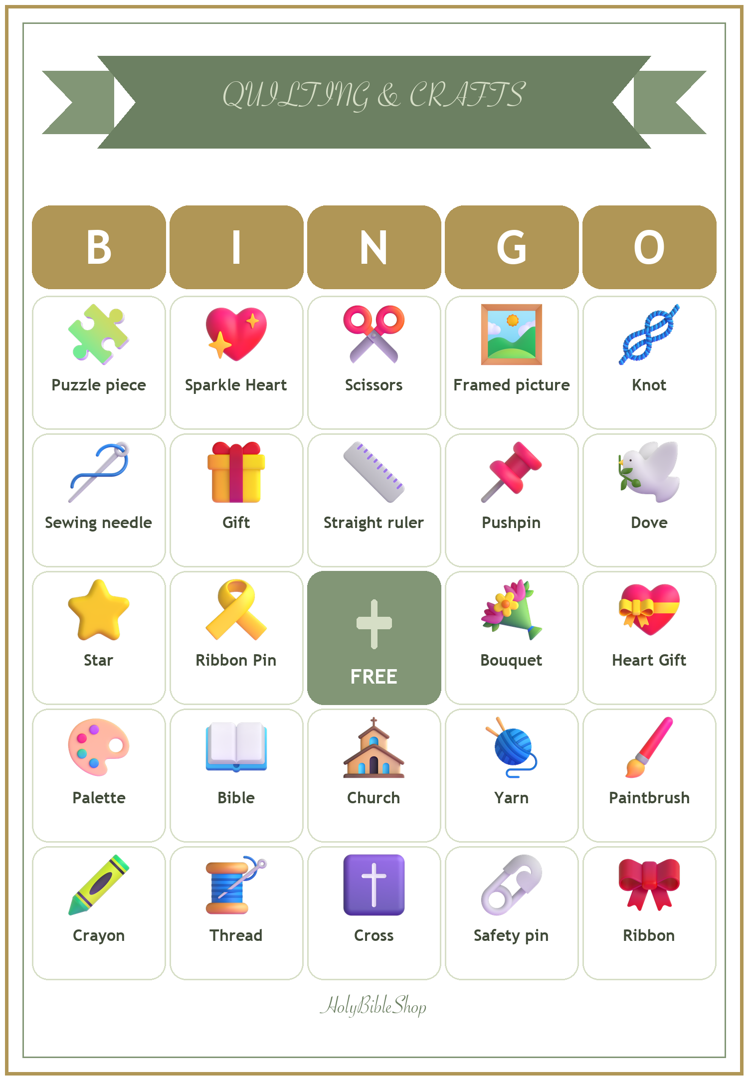 Quilting and Crafts for the Kingdom Bingo, 60 Printable Bingo Cards, Christian Quilting Crafts Kingdom Game, Sunday School & Church Activity