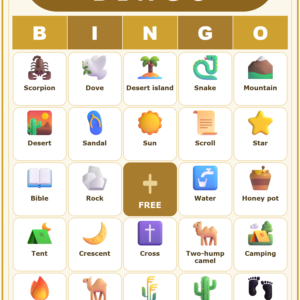 Desert and Wilderness Journey Bingo, 60 Printable Bingo Cards, Christian Desert Wilderness Game, Sunday School & Church Activity