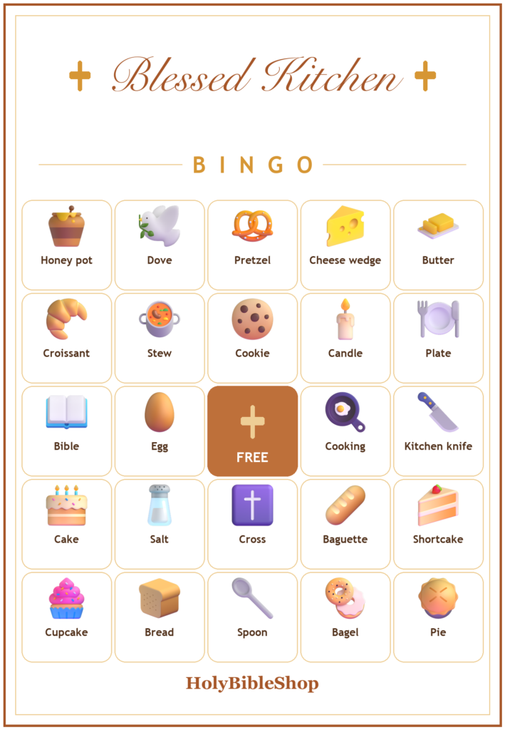 Blessed Kitchen and Baking Bingo, 60 Printable Bingo Cards, Christian Kitchen Baking Game, Sunday School & Church Activity, Instant Download