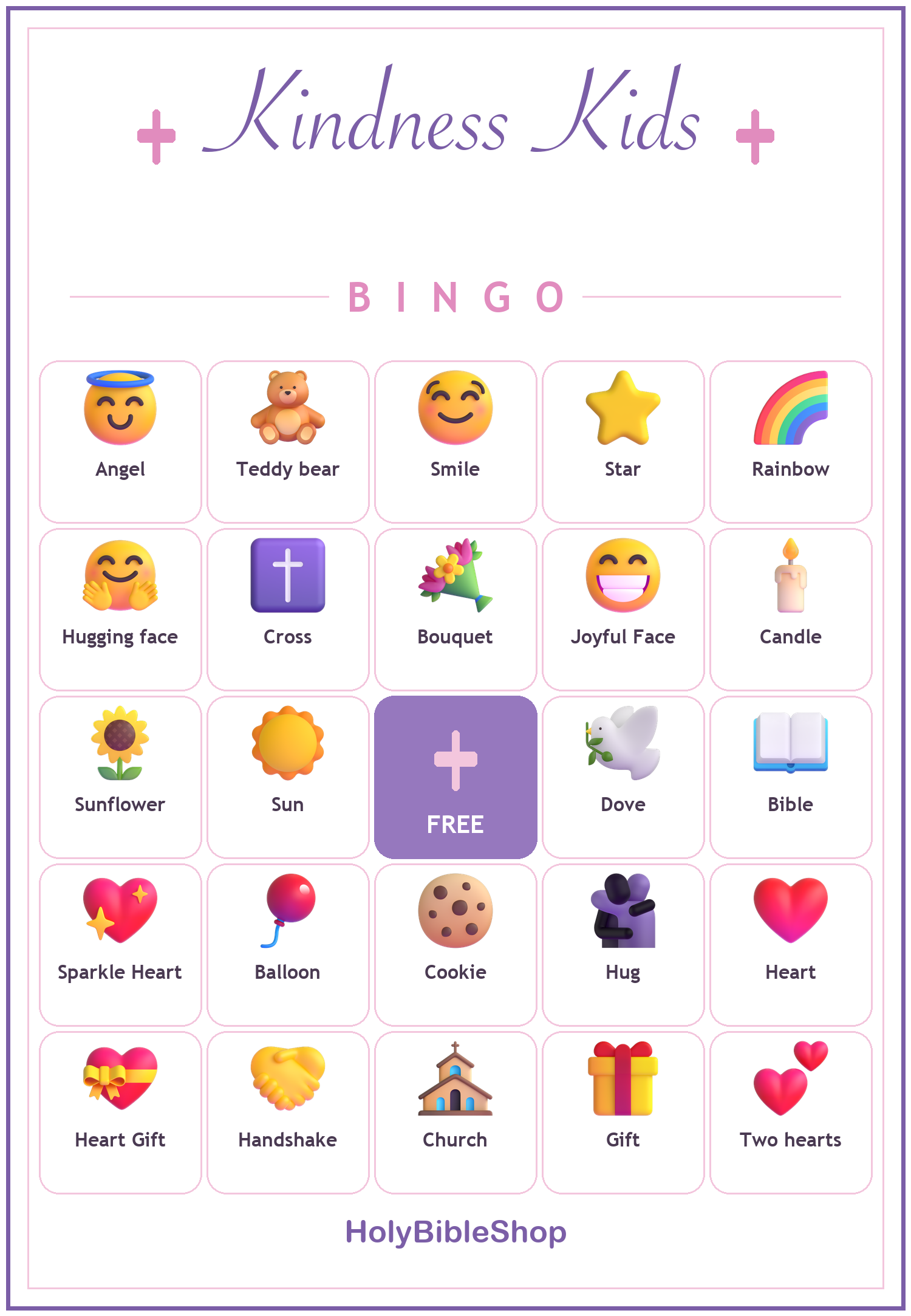Kindness Kids Bingo, 60 Printable Bingo Cards, Christian Kindness Kids Game, Sunday School & Church Activity, Instant Download