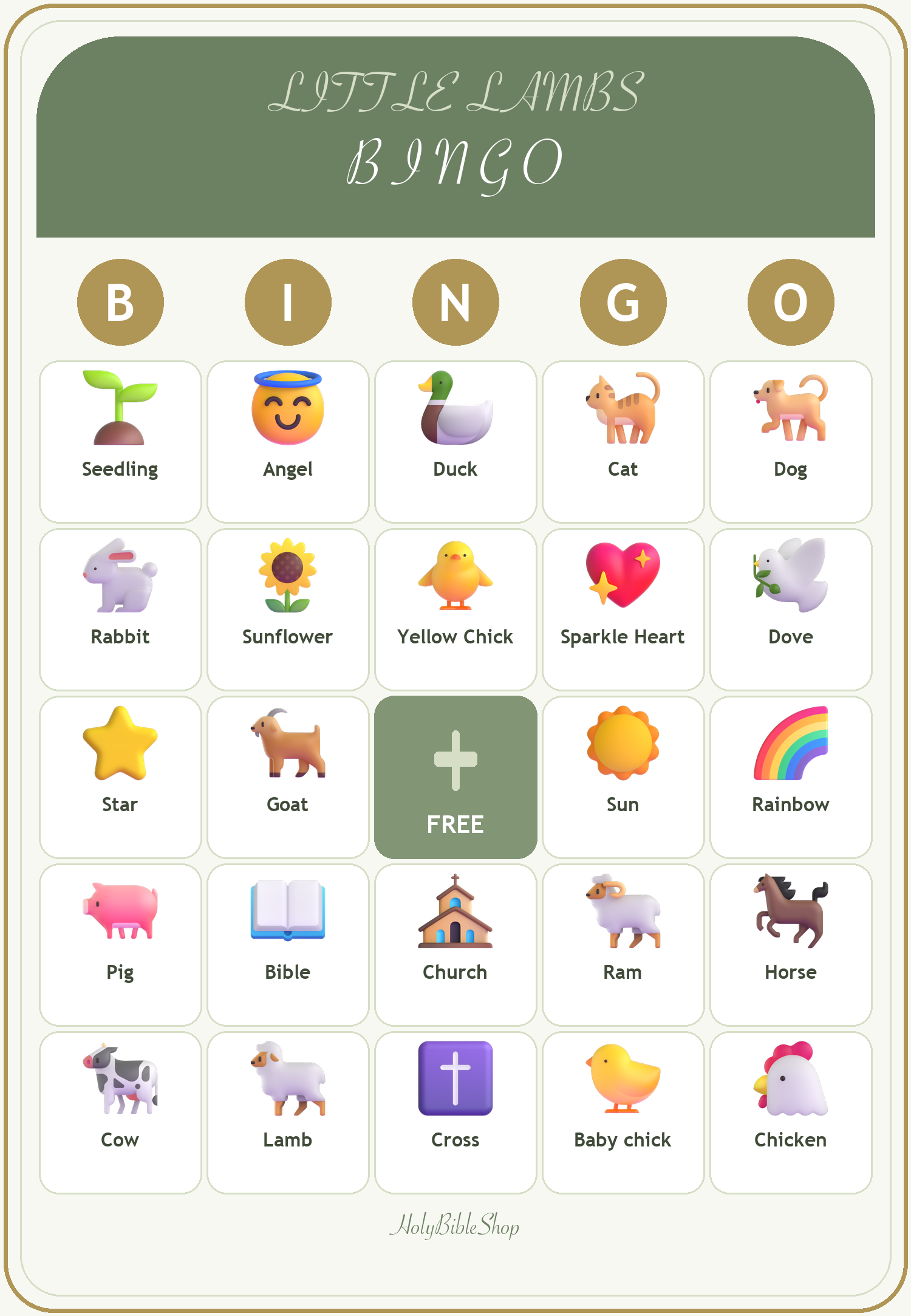 Little Lambs Preschool Bingo, 60 Printable Bingo Cards, Christian Lambs Preschool Game, Sunday School & Church Activity, Instant Download