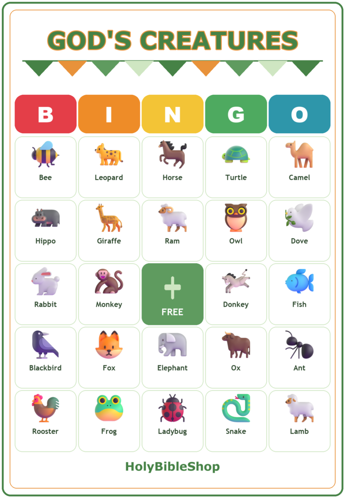 Gods Creation Animal Bingo, 60 Printable Bingo Cards, Christian Creation Animal Game, Sunday School & Church Activity, Instant Download