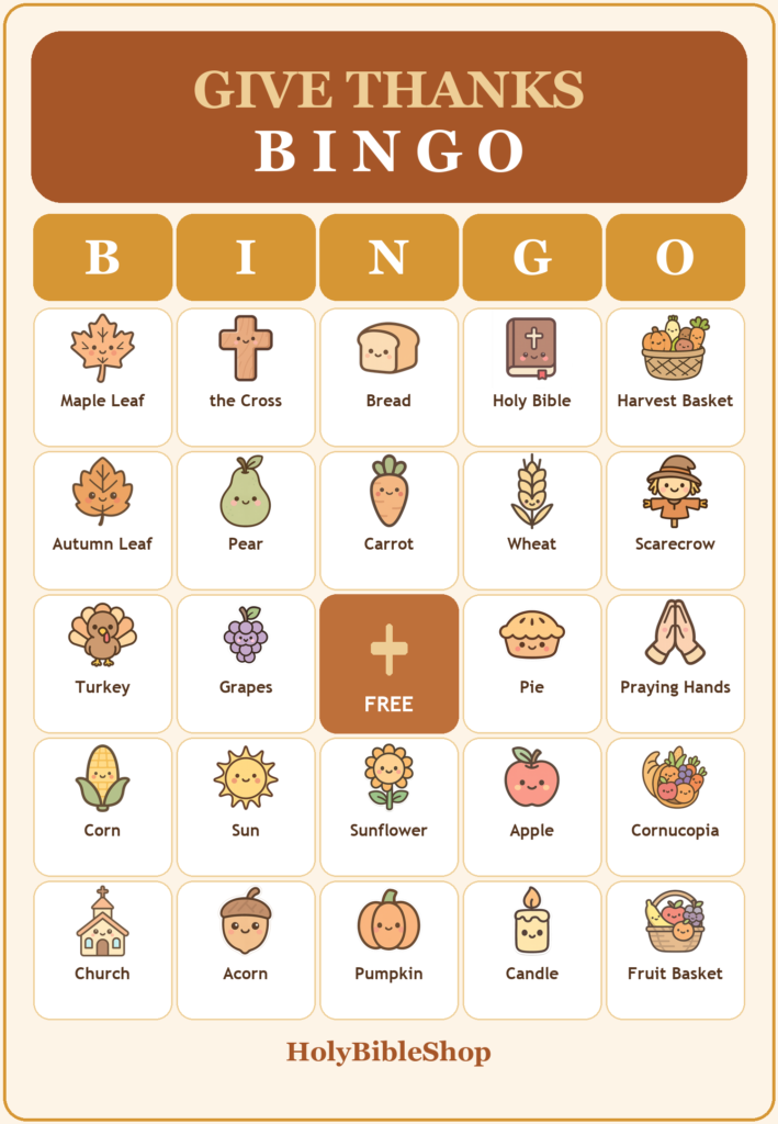 Give Thanks Bingo, 60 Printable Bingo Cards, Thanksgiving Bingo, Thanksgiving Game, Christian Give Thanks Game, Instant Download